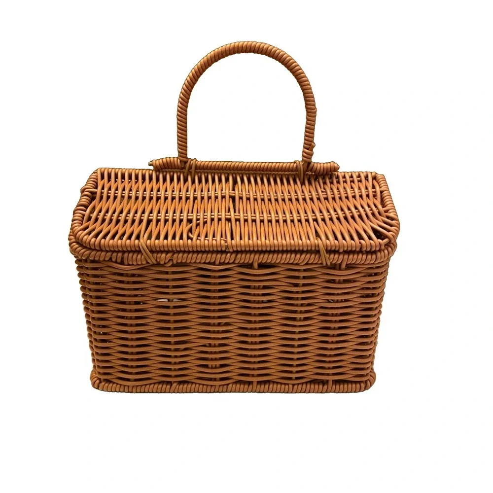 Vintage Style Woven House Purse Cottagecore Basket Bag Fairycore Boho Picnic